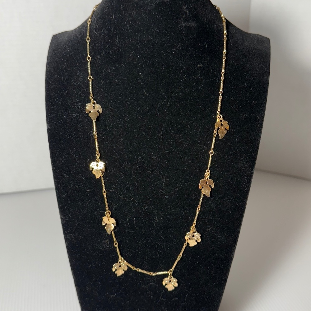 Sarah Coventry Necklace Leaf Gold Tone Leaves Dangle 23 in